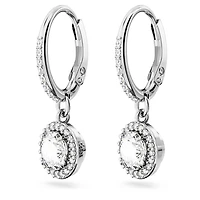 Una Angelic drop earrings, Round cut, Pavé, White