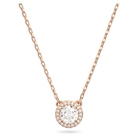 Una Angelic pendant, Round cut, Pavé, White, Rose gold-tone plated by SWAROVSKI