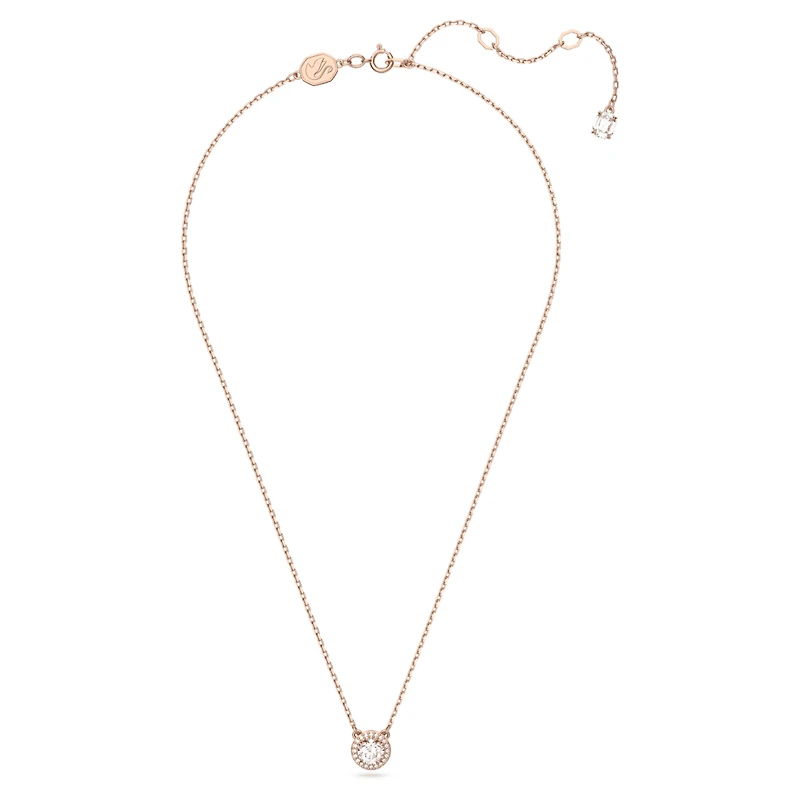 Una Angelic pendant, Round cut, Pavé, White, Rose gold-tone plated by SWAROVSKI