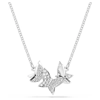 Idyllia Lilia necklace, Butterfly, White, Rhodium plated by SWAROVSKI