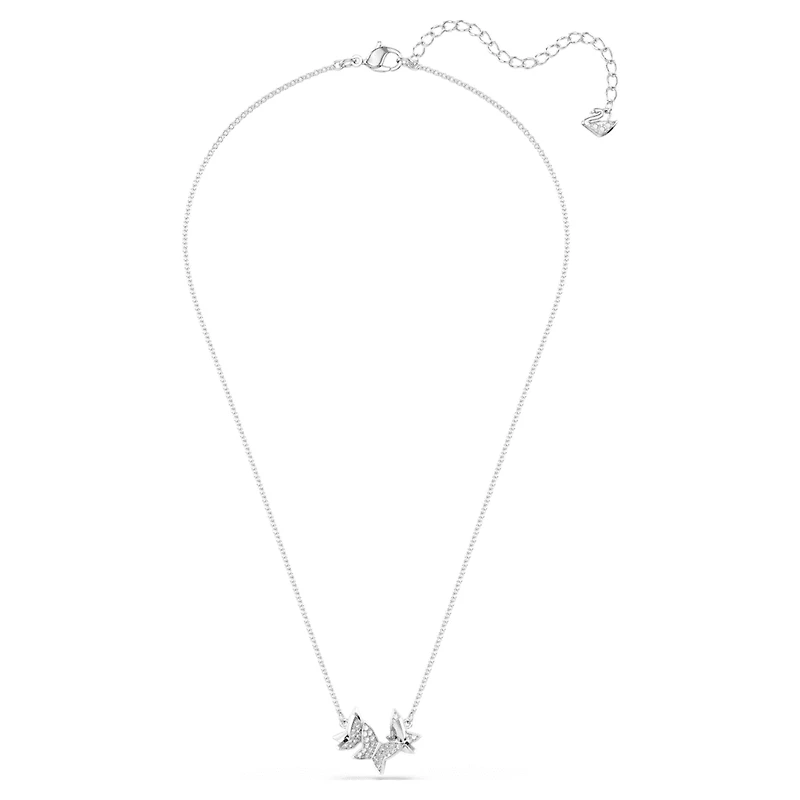 Idyllia Lilia necklace, Butterfly, White, Rhodium plated by SWAROVSKI