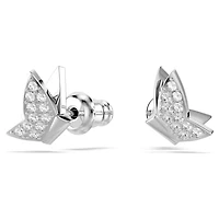 Idyllia Lilia stud earrings, Butterfly, White, Rhodium plated by SWAROVSKI