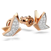 Idyllia Lilia stud earrings, Butterfly, White, Rose gold-tone plated by SWAROVSKI