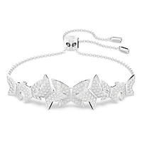 Idyllia Lilia bracelet, Butterfly, White, Rhodium plated by SWAROVSKI