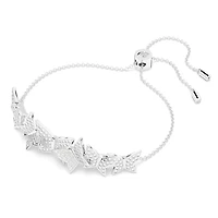 Idyllia Lilia bracelet, Butterfly, White, Rhodium plated by SWAROVSKI