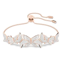 Idyllia Lilia bracelet, Butterfly, White, Rose gold-tone plated by SWAROVSKI