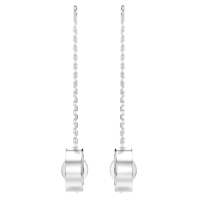 Dextera drop earrings, pavé, Long, White, Rhodium plated by SWAROVSKI