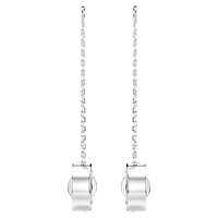 Dextera drop earrings, pavé, Long, White, Rhodium plated by SWAROVSKI