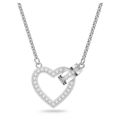 Lovely necklace, Heart, White, Rhodium plated by SWAROVSKI