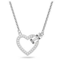 Lovely necklace, Heart, White, Rhodium plated by SWAROVSKI