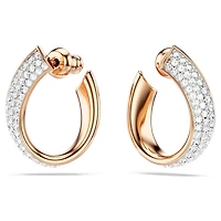Exist hoop earrings, Small, White, Rose gold-tone plated by SWAROVSKI