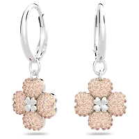 Latisha drop earrings, Flower, Pink, Rhodium plated by SWAROVSKI