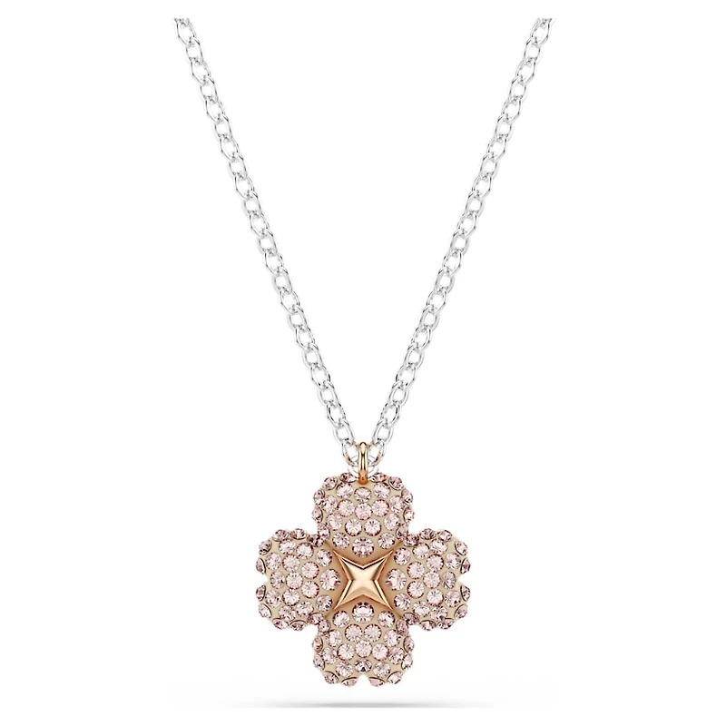 Latisha pendant, Flower, Pink, Mixed metal finish by SWAROVSKI