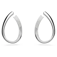 Exist hoop earrings, Medium, White, Rhodium plated by SWAROVSKI