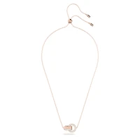 Dextera pendant, Interlocking loop, White, Rose gold-tone plated by SWAROVSKI