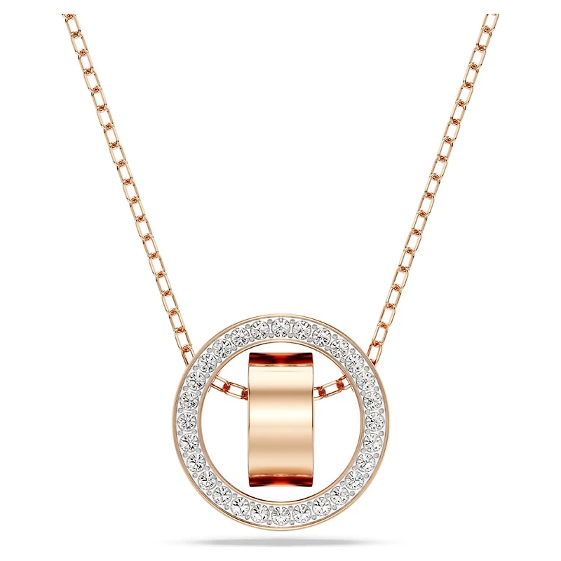 Dextera pendant, Pavé, White, Rose gold-tone plated by SWAROVSKI