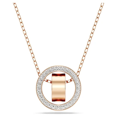 Dextera pendant, Pavé, White, Rose gold-tone plated by SWAROVSKI