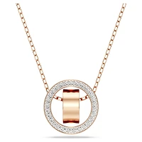 Dextera pendant, Pavé, White, Rose gold-tone plated by SWAROVSKI