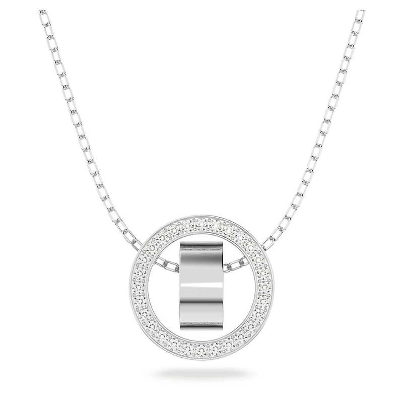 Dextera pendant, pavé, White, Rhodium plated by SWAROVSKI