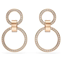 Hollow hoop earrings, White, Rose gold-tone plated by SWAROVSKI