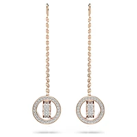 Dextera drop earrings, Pavé, White, Rose gold-tone plated by SWAROVSKI