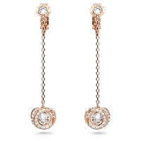Generation clip earrings, Long, White, Rose gold-tone plated by SWAROVSKI