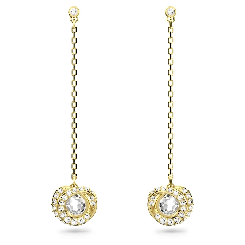 Generation drop earrings, Long, White, Gold-tone plated by SWAROVSKI