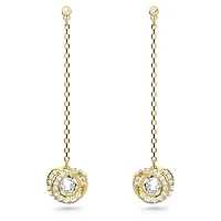 Generation drop earrings, Long, White, Gold-tone plated by SWAROVSKI