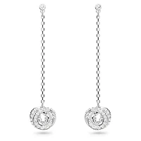 Generation drop earrings, Long, White, Rhodium plated by SWAROVSKI