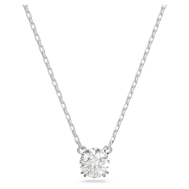 Stilla pendant, Round cut, White, Rhodium plated by SWAROVSKI