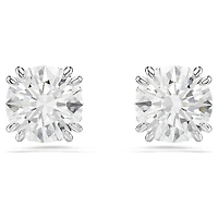 Stilla stud earrings, Round cut, White, Rhodium plated by SWAROVSKI