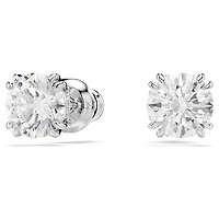 Stilla stud earrings, Round cut, White, Rhodium plated by SWAROVSKI