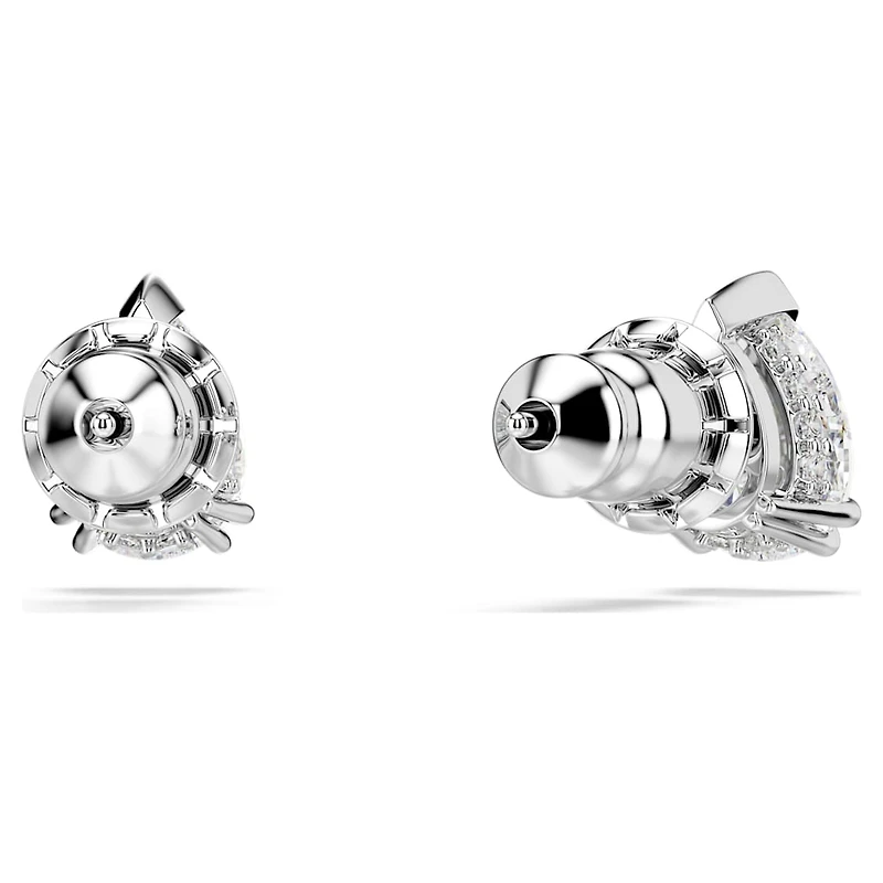 Stilla stud earrings, Pear cut, White, Rhodium plated by SWAROVSKI