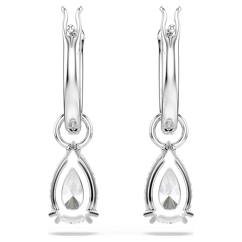 Stilla drop earrings, Pear cut, Round cut, White, Rhodium plated by SWAROVSKI