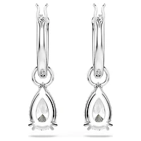 Stilla drop earrings, Pear cut, Round cut, White, Rhodium plated by SWAROVSKI
