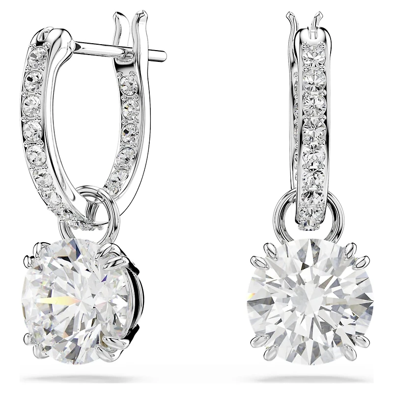 Stilla drop earrings, Round cut, White