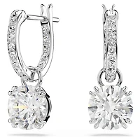Stilla drop earrings, Round cut, White