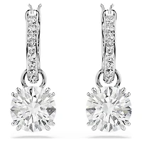 Stilla drop earrings, Round cut, White