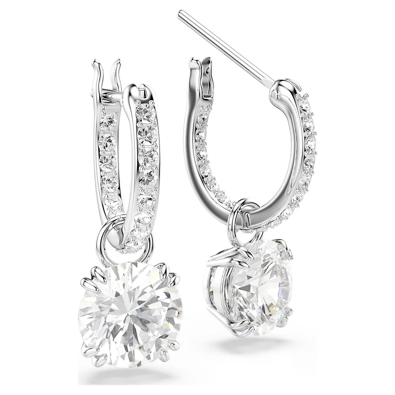 Stilla drop earrings, Round cut, White