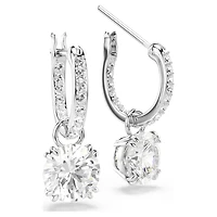 Stilla drop earrings, Round cut, White
