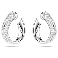Exist hoop earrings, Small, White, Rhodium plated by SWAROVSKI