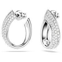 Exist hoop earrings, Small, White, Rhodium plated by SWAROVSKI
