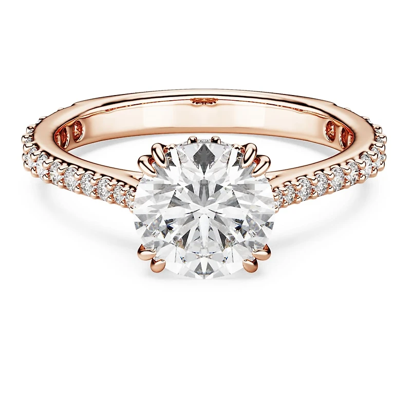 Stilla cocktail ring, Round cut, Pavé, White, Rose gold-tone plated by SWAROVSKI