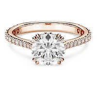 Stilla cocktail ring, Round cut, Pavé, White, Rose gold-tone plated by SWAROVSKI