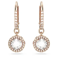 Una Angelic drop earrings, Round cut, Pavé, White