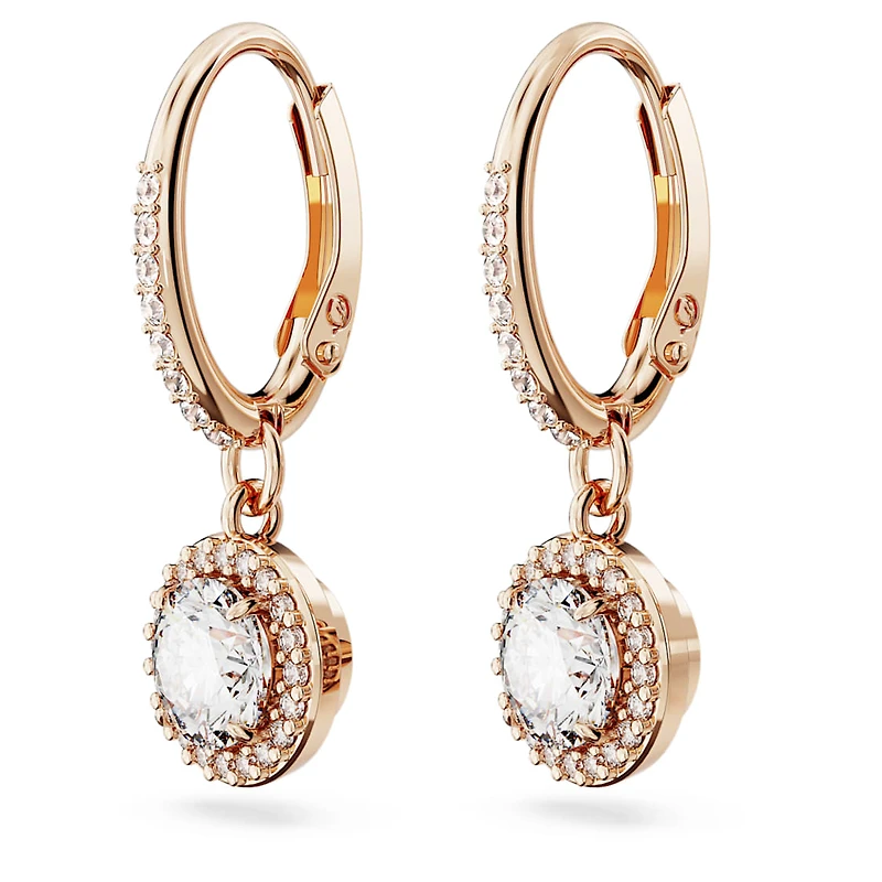 Una Angelic drop earrings, Round cut, Pavé, White