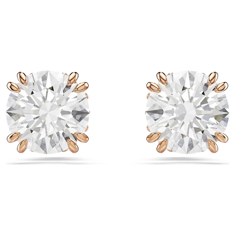 Stilla stud earrings, Round cut, White