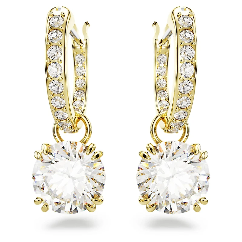Stilla drop earrings, Round cut, White