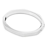 Dextera bangle, Octagon shape, White, Rhodium plated by SWAROVSKI