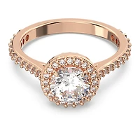 Una Angelic cocktail ring, Round cut, Pavé, White, Rose gold-tone plated by SWAROVSKI